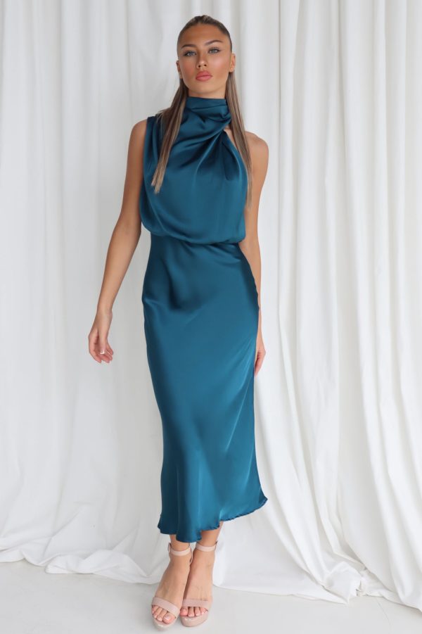 Sherie Midi Dress - Teal Hot on Sale