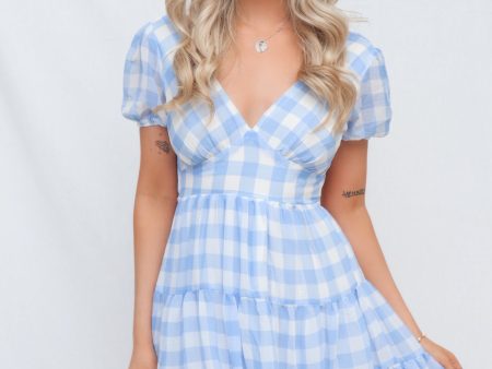 Alice Mini Dress - Blue Gingham For Discount