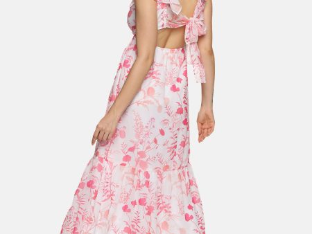 IS.U Floral White Back Tie-Knot Midaxi Dress For Cheap