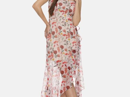 IS.U Floral Off-white High Low Dress Discount