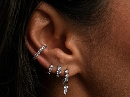 Skye Crystal Studded Hoops - Silver For Sale