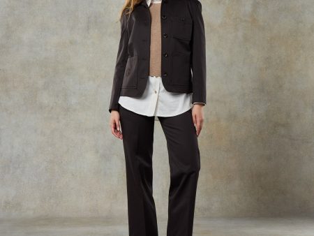 Batch 06 - Womens Dark Chocolate Wool Herringbone Suit on Sale