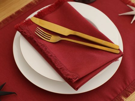 Burgundy Cotton Napkins (Set of 2) Cheap