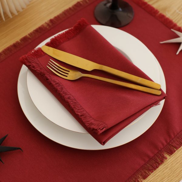 Burgundy Cotton Napkins (Set of 2) Cheap