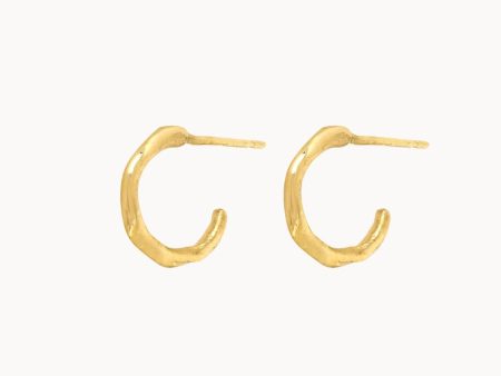 9ct Gold Mini Organic Hoop Earrings For Cheap