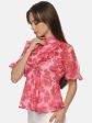 IS.U Floral Pink High Neck Peplum Top Discount