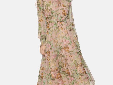 IS.U Beige Floral Tiered Midaxi Dress For Cheap