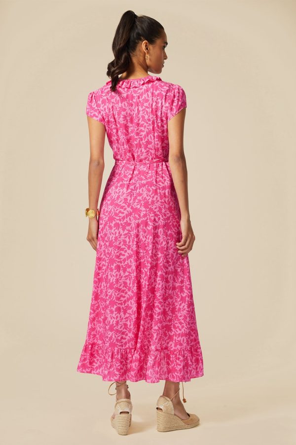 Demi EcoVero™ Wrap Dress | Clematis Vines Mono Pink Pink Online Hot Sale