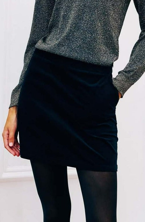 Sapphire Cotton Stretch Velvet Mini Skirt | Black Online Hot Sale