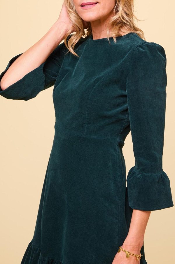 Victoria Mini Stretch Corduroy Dress | Bottle Green on Sale