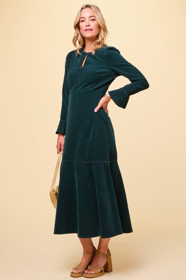 Paloma Round Neck Long Sleeve Dress | Bottle Green Hot on Sale