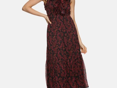 IS.U Paisley Print Black Back Tie- Knot Midaxi Dress Online now