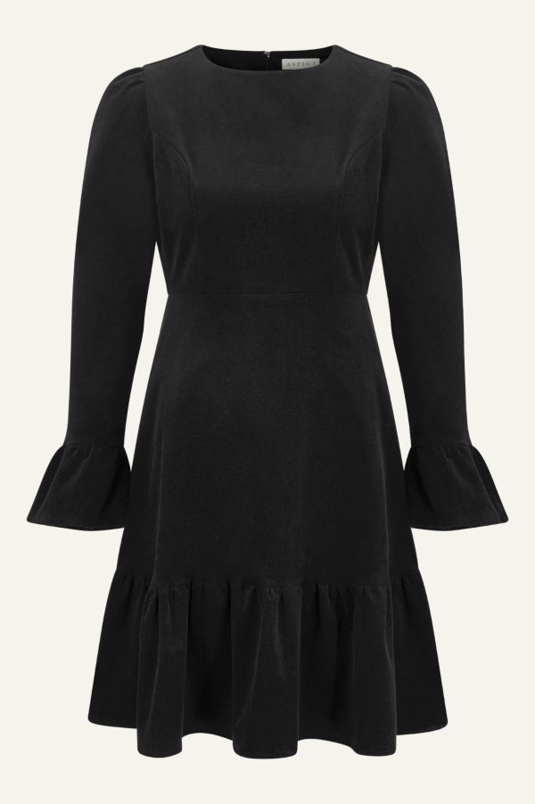 Victoria Mini Stretch Corduroy Dress | Black For Discount