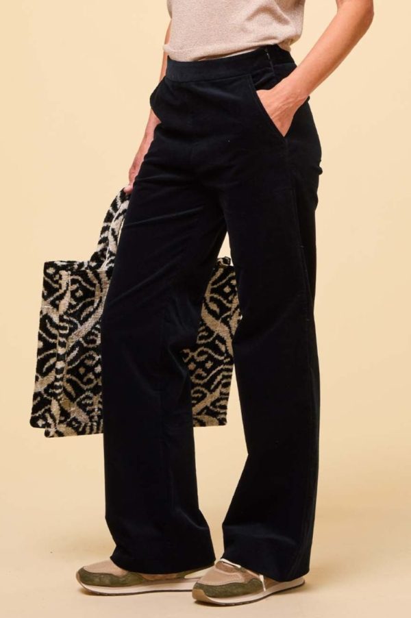 Juliette Cotton Stretch Velvet Trouser | Black Hot on Sale