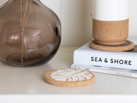 Cork Coaster Monstera White For Cheap