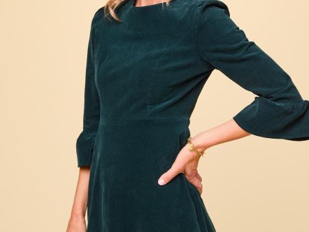 Victoria Mini Stretch Corduroy Dress | Bottle Green on Sale