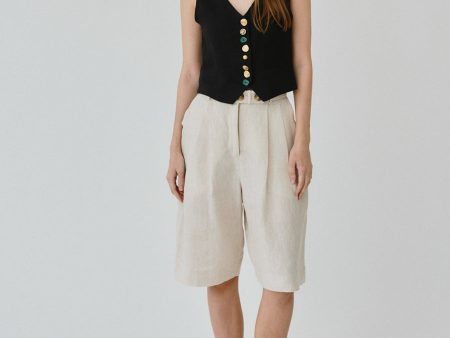 Beau Linen Bermuda Shorts in Beige Online Sale