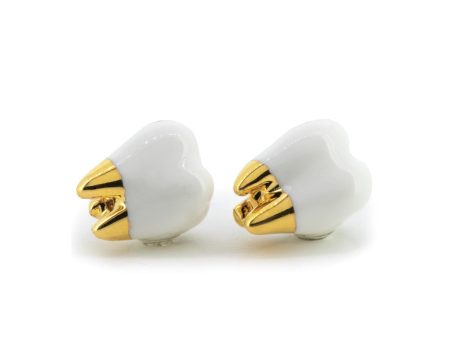 Mini Tooth Earrings With Golden Root on Sale