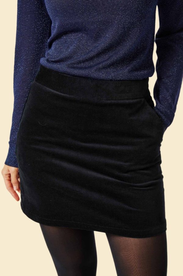 Sapphire Cotton Stretch Velvet Mini Skirt | Black Online Hot Sale