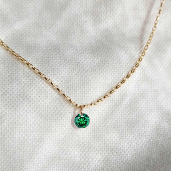 Rising Star Emerald Solitaire Necklace For Discount