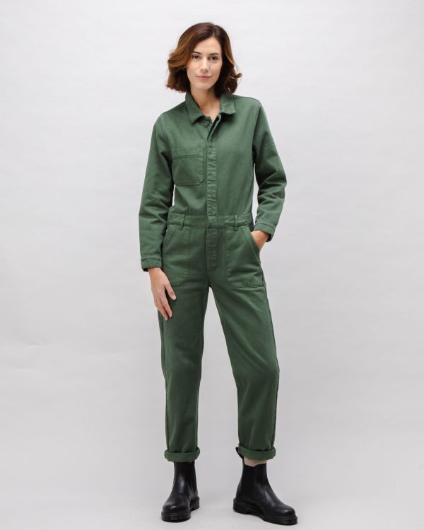 Cotton Twill Boiler Suit Green Hot on Sale