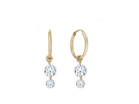 Rising Star Double Diamond Dot Hoop Earrings Cheap