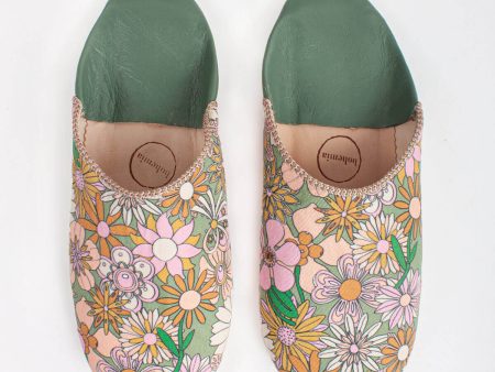 Margot Floral Babouche Slippers, Olive Online Hot Sale