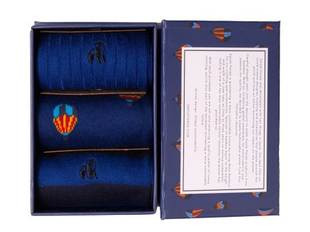 Hot Air Balloon Sock Box - 3 Pairs of Bamboo Socks (His) Sale