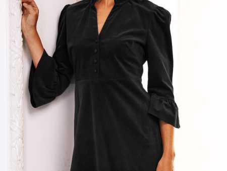 Percy Short Stretch Corduroy Dress | Black Online Sale