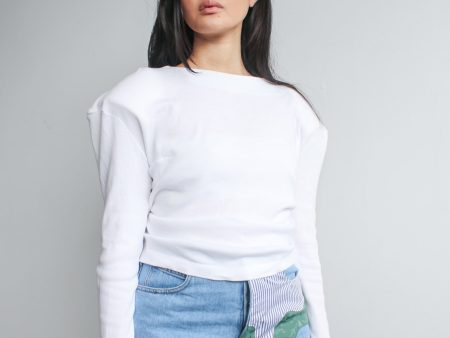 Organic Cotton White Top With Shoulder Pads For Cheap