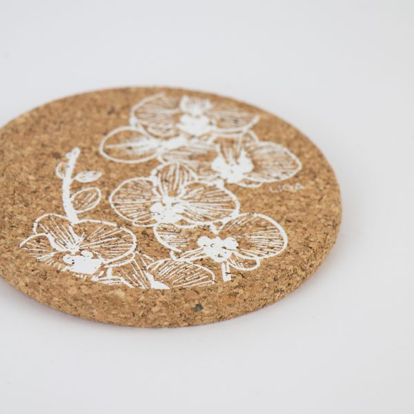 Cork Coaster Orchid White Online Sale