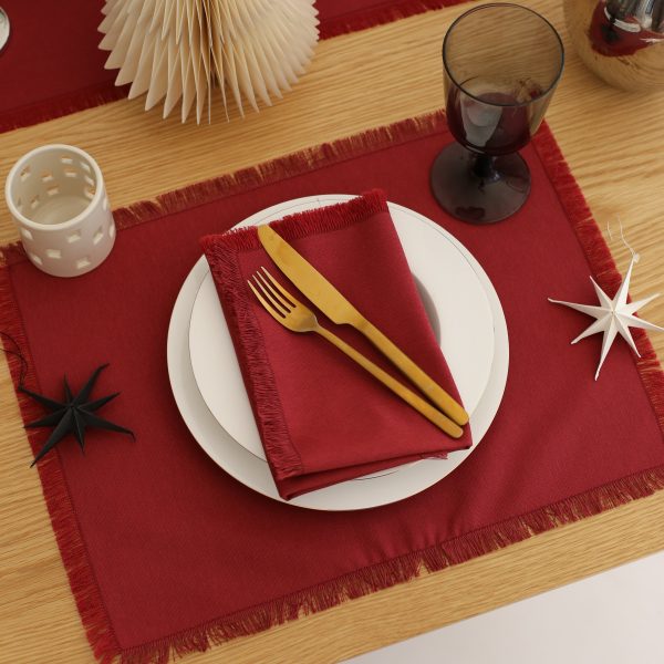 Burgundy Cotton Napkins (Set of 2) Cheap