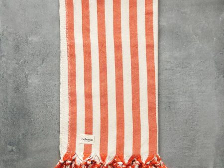 Brighton Stripe Hammam Towel, Orange For Cheap