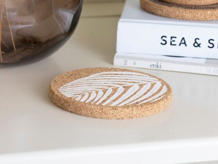 Cork Coaster Palm White Supply