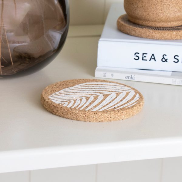 Cork Coaster Palm White Supply