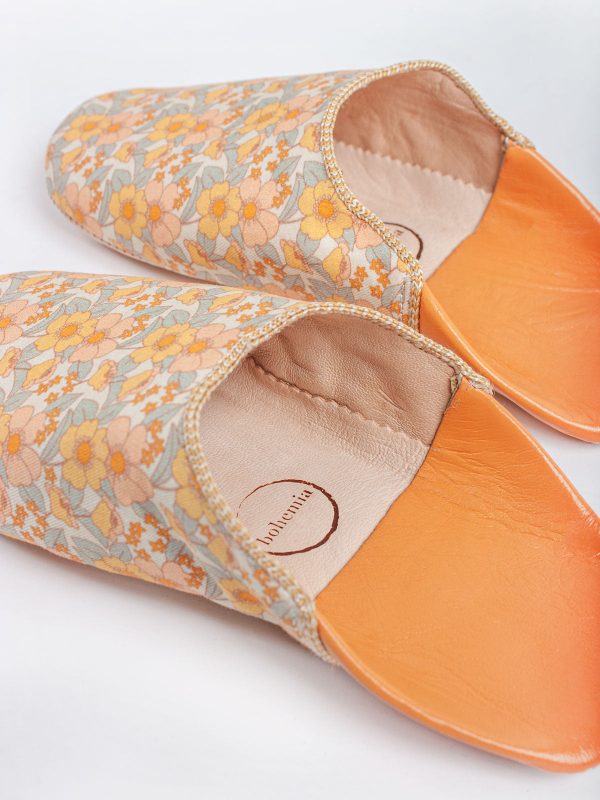 Margot Floral Babouche Slippers, Honey on Sale