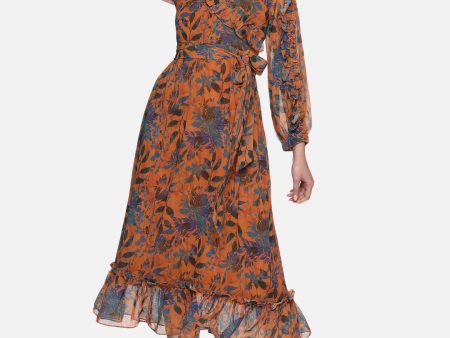 IS.U Floral Mustard Wrap Midaxi Dress Sale