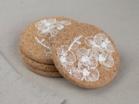 Cork Coaster Orchid White Online Sale