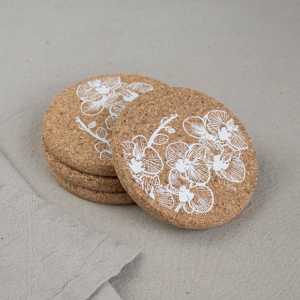 Cork Coaster Orchid White Online Sale