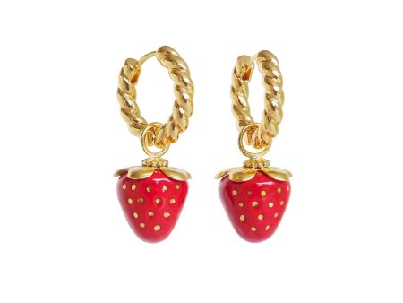 Mini White Porcelain Strawberry Hoop Earrings Online