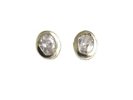 Capella Oval Cut Diamond Stud Silver Earrings Online Sale