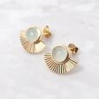 18ct Gold Plated Fan Stud Blue Agate Earrings Supply