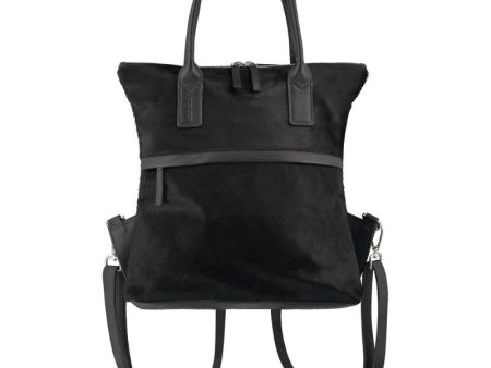 Black Calf Hair Unisex Leather Backpack For Discount