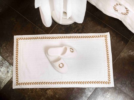 Golden Leaves Embroidery Cotton Bath Mat For Discount