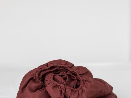 Linen fitted sheet in Terracotta Hot on Sale