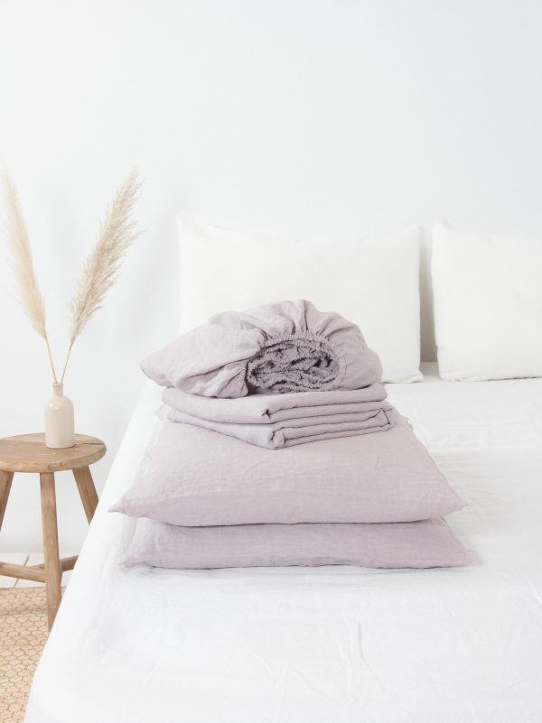 Linen sheets set in Dusty Rose Online Sale