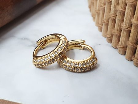 18ct Gold Plated Luxe Pave Huggie Earrings Online Sale