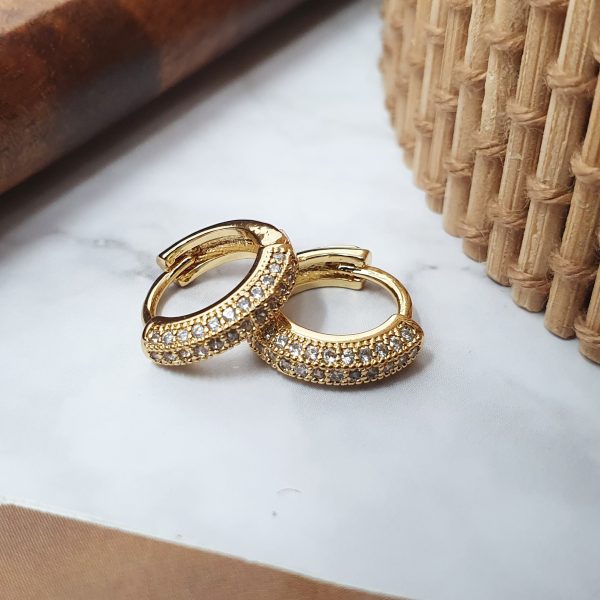 18ct Gold Plated Luxe Pave Huggie Earrings Online Sale