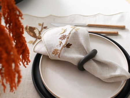 Bird Embroidery Linen Napkin (Set of 2) For Discount