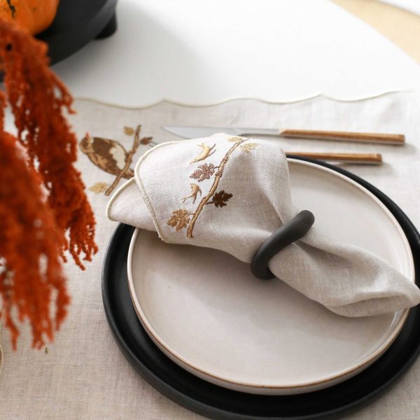 Bird Embroidery Linen Napkin (Set of 2) For Discount